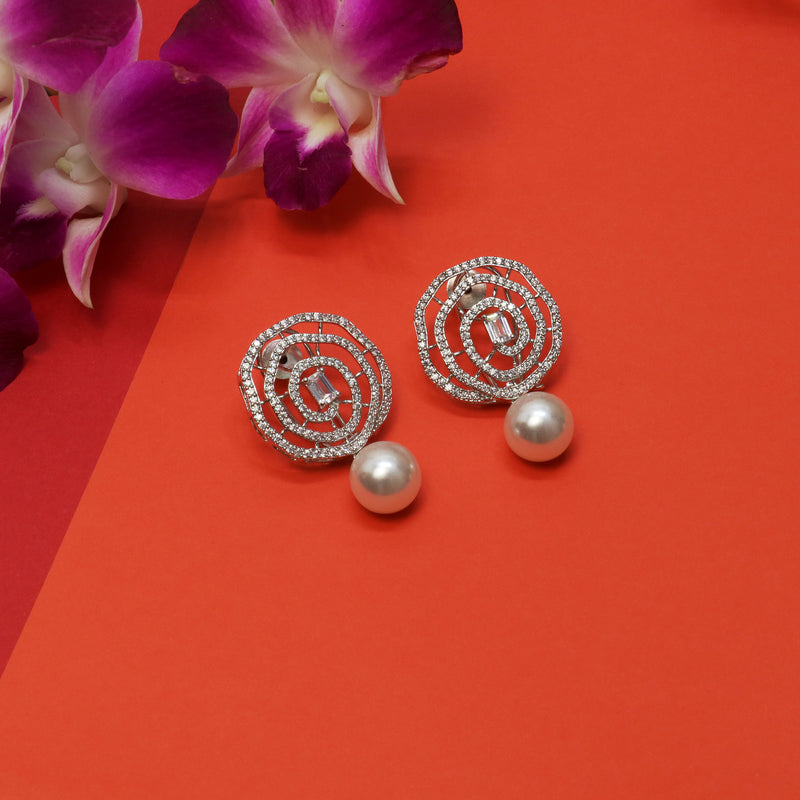 Diamond Pearl Earrings