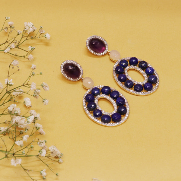 Stone & diamond earrings