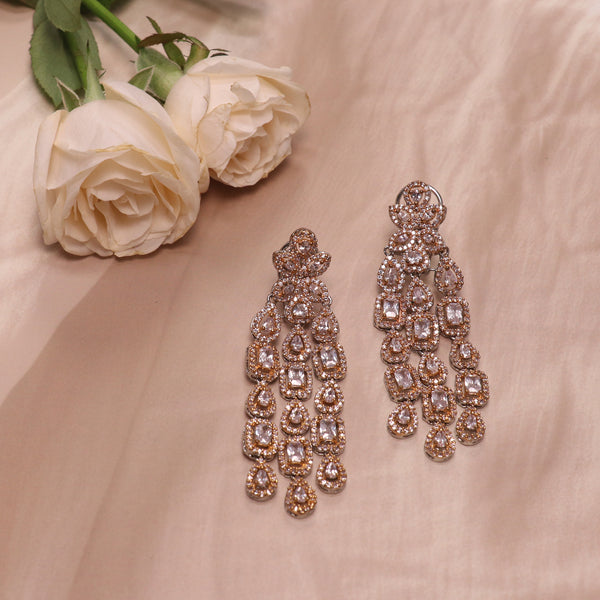 Three line diamond earrings