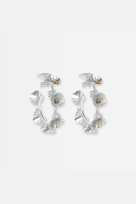 Fleur Hoops: Silver
