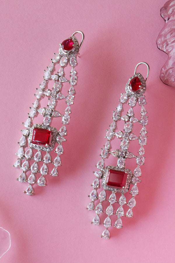 Diamond & Red Cocktail Earrings