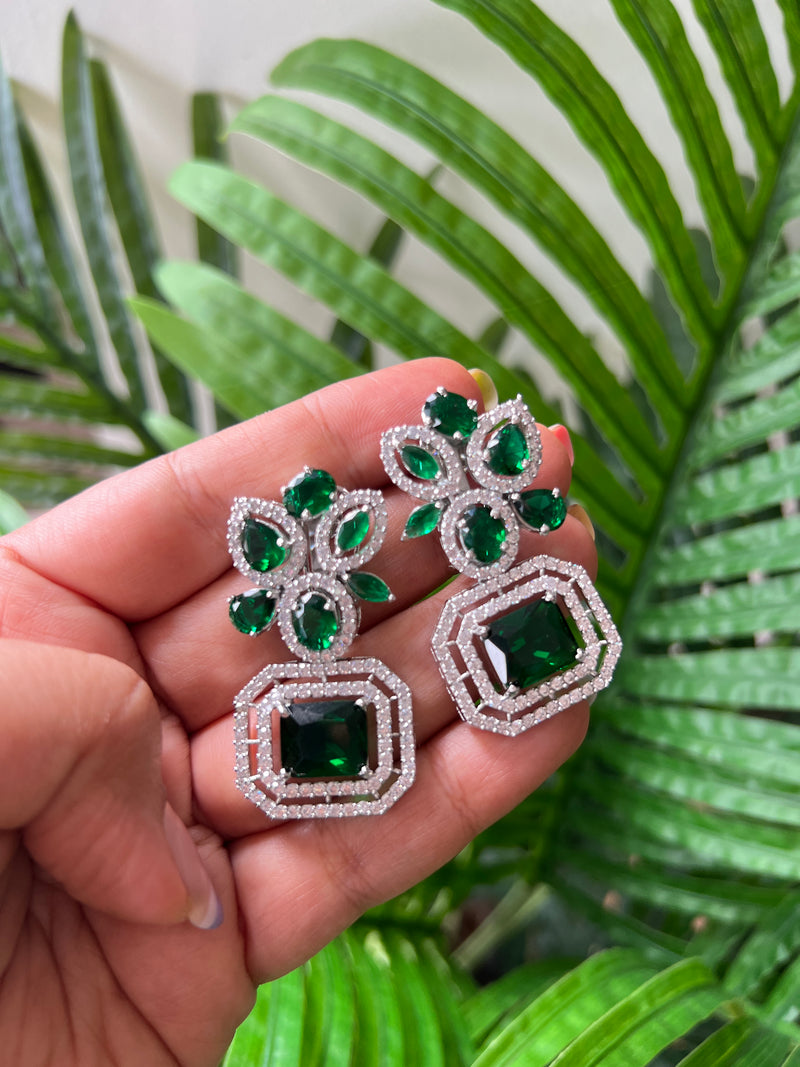 Diamond & green earrings
