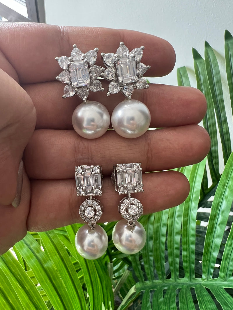 Diamond studs with pearl
