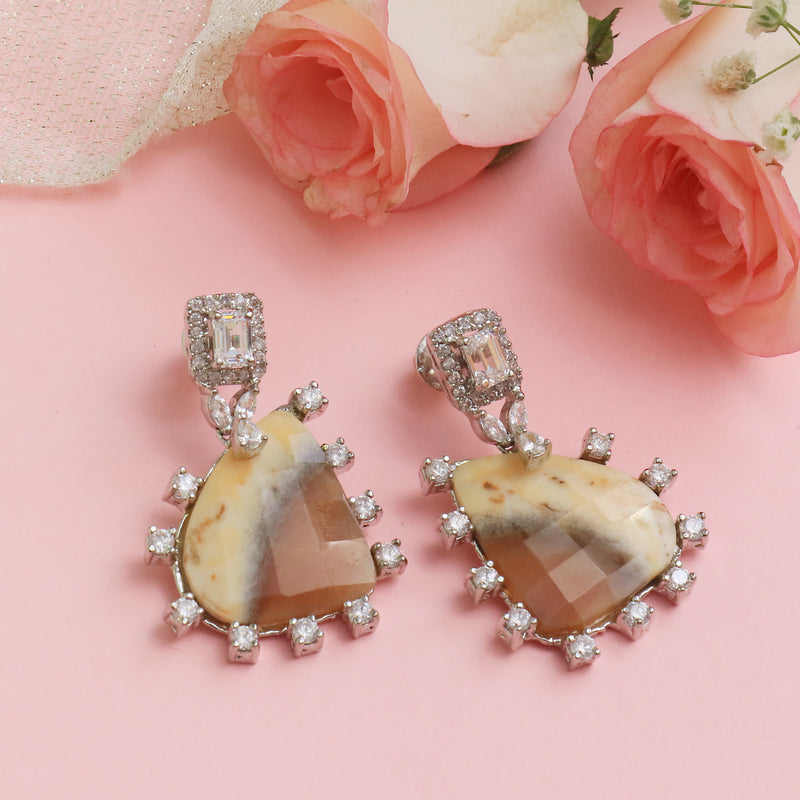 Natural Stone Diamond Earrings