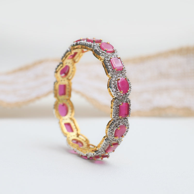 Diamond & color stone bangle