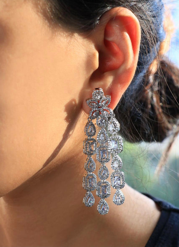 Three line diamond earrings