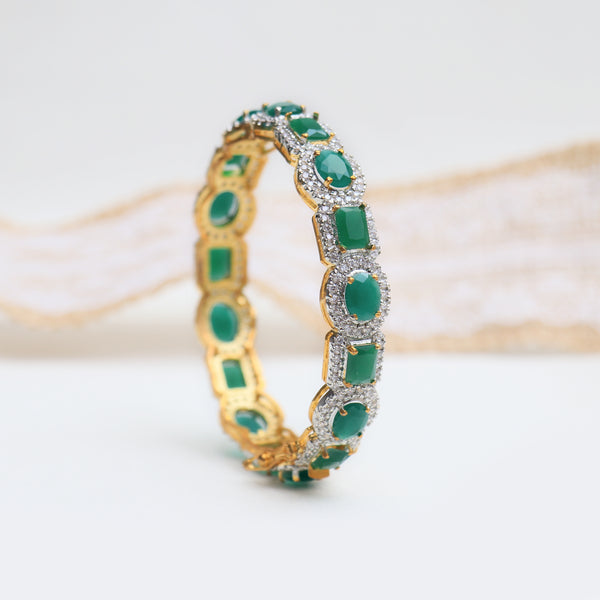 Diamond & color stone bangle